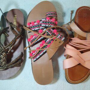 Vacation-Ready!    Trio of sandals from size 7 to 9  multi-colors